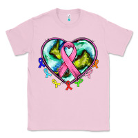 Bubblegum Pink heart earth and cancer ribbon Classic Tee - AdoDesignShop