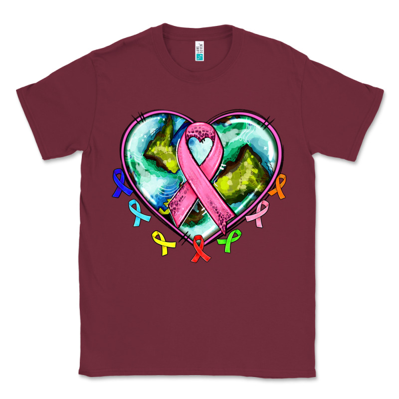 Heart Earth And Cancer Ribbon Classic Tee by AdoDesignShop | Teevron