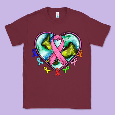 Heart Earth And Cancer Ribbon Classic Tee Designed By Adodesignshop