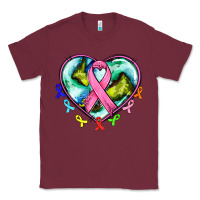 Burgundy heart earth and cancer ribbon Classic Tee - AdoDesignShop