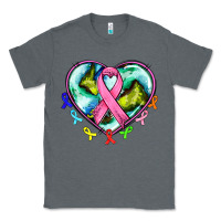 Charcoal Heather heart earth and cancer ribbon Classic Tee - AdoDesignShop