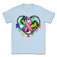 Dusty Blue heart earth and cancer ribbon Classic Tee - AdoDesignShop