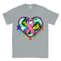 Heather Grey heart earth and cancer ribbon Classic Tee - AdoDesignShop