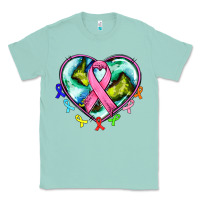 Seafoam heart earth and cancer ribbon Classic Tee - AdoDesignShop