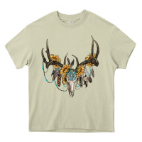 Mossy boho deer skull sunflowers and gemstone Heavy Core Tee - RanaPortraitStore