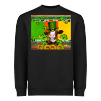 Black saint patricks cow and hat with sunflower and shamrock Heavyweight Sweatshirt - Artiststas