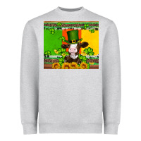 Heather Grey saint patricks cow and hat with sunflower and shamrock Heavyweight Sweatshirt - Artiststas