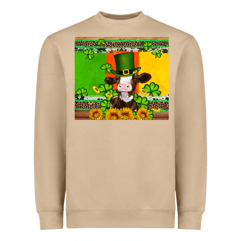 Saint Patricks Cow And Hat With Sunflower And Shamrock Heavyweight Sweatshirt by Artiststas | Teevron