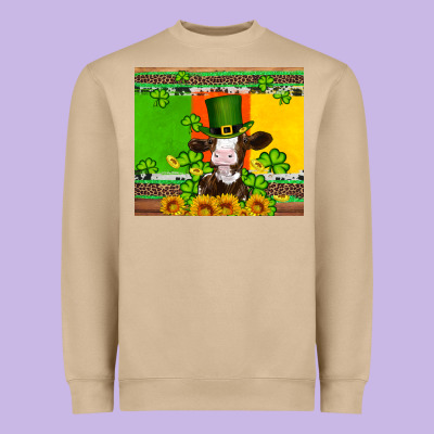 Saint Patricks Cow And Hat With Sunflower And Shamrock Heavyweight Sweatshirt Designed By Artiststas