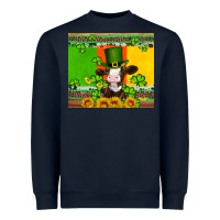 Navy saint patricks cow and hat with sunflower and shamrock Heavyweight Sweatshirt - Artiststas