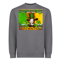 Storm saint patricks cow and hat with sunflower and shamrock Heavyweight Sweatshirt - Artiststas