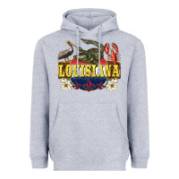 Heather Grey louisiana state Heavyweight Hoodie - BarkalooDesign