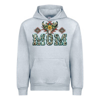 Heather Grey Mom with Cow skull Mother's Day Urban Hoodie - CowGirlArtShop