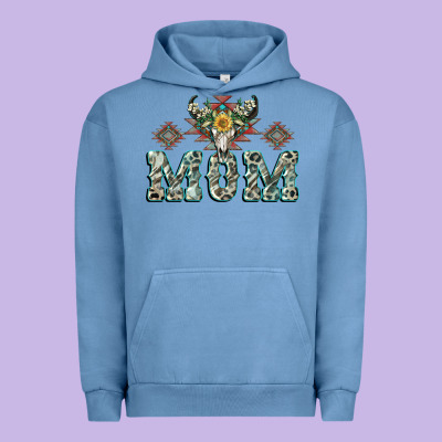 Mom With Cow Skull Mother's Day Urban Hoodie Designed By Cowgirlartshop