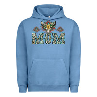 Pigment Pebble Blue Mom with Cow skull Mother's Day Urban Hoodie - CowGirlArtShop