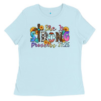 Baby Blue she is strong proverbs 31 25 Ladies Tee - Zillion Design Studio