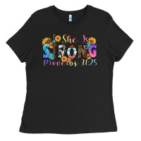 Black she is strong proverbs 31 25 Ladies Tee - Zillion Design Studio