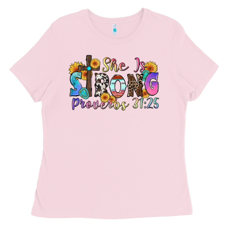 She Is Strong Proverbs 31 25 Ladies Tee by Zillion Design Studio | Teevron