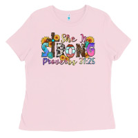 Bubblegum Pink she is strong proverbs 31 25 Ladies Tee - Zillion Design Studio