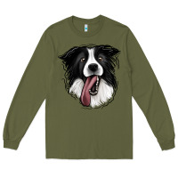 Army Green Border Collie Long Sleeve Tee - Jasminsmagicworld