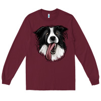 Burgundy Border Collie Long Sleeve Tee - Jasminsmagicworld