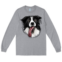 Heather Grey Border Collie Long Sleeve Tee - Jasminsmagicworld