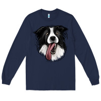 Navy Border Collie Long Sleeve Tee - Jasminsmagicworld