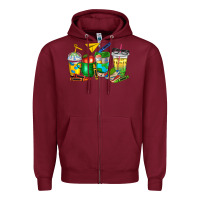 Burgundy teacher coffee cups Zipper Hoodie - NancyCooperArtShop