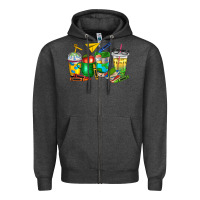 Charcoal Heather teacher coffee cups Zipper Hoodie - NancyCooperArtShop