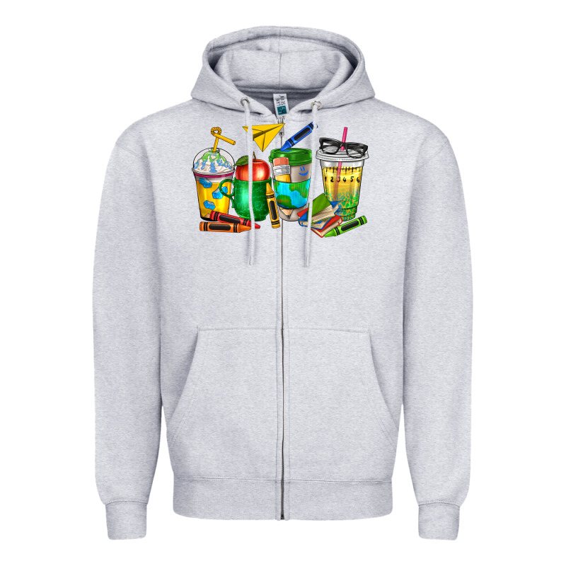 Teacher Coffee Cups Zipper Hoodie by NancyCooperArtShop | Teevron