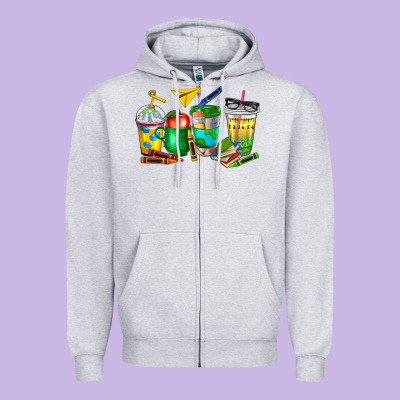 Teacher Coffee Cups Zipper Hoodie Designed By Nancycooperartshop