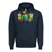 Navy teacher coffee cups Zipper Hoodie - NancyCooperArtShop