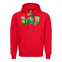 Red teacher coffee cups Zipper Hoodie - NancyCooperArtShop