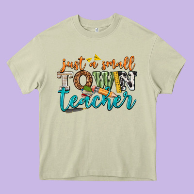 Just A Small Town Teacher Heavy Core Tee Designed By Texasbilliewilder