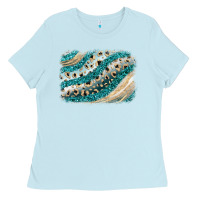 Baby Blue turquoise glitter background Ladies Tee - JahusDesignShop