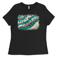 Turquoise Glitter Background Ladies Tee | Teevron