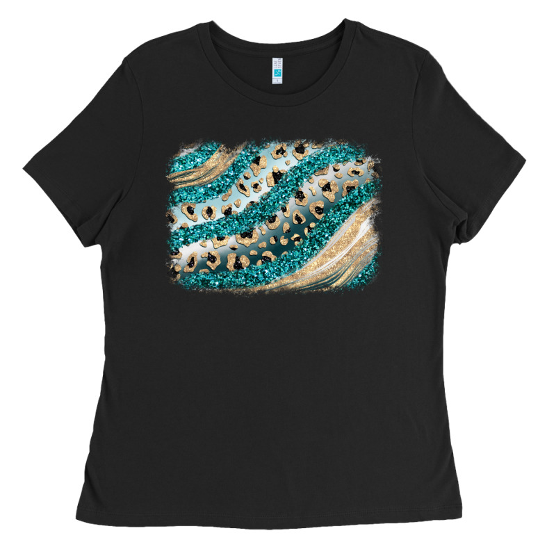 Turquoise Glitter Background Ladies Tee by JahusDesignShop | Teevron