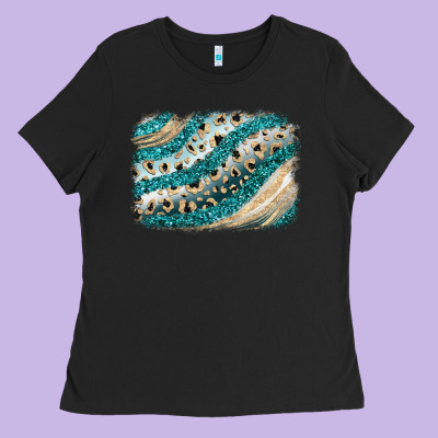 Turquoise Glitter Background Ladies Tee Designed By Jahusdesignshop
