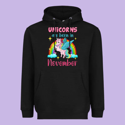Unicorns Are Born In November Heavyweight Hoodie Designed By Jasminsmagicworld