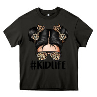 Asphalt kid life leopard messy bun Heavy Core Tee - texasbilliewilder