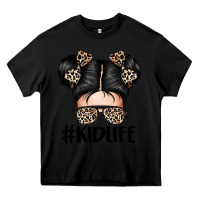 Black kid life leopard messy bun Heavy Core Tee - texasbilliewilder