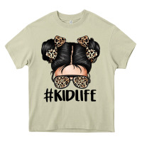 Mossy kid life leopard messy bun Heavy Core Tee - texasbilliewilder