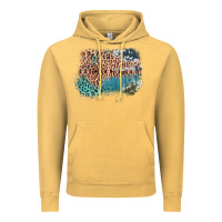 Leopard Wood Cowhide Pattern Mixed Western Frame Vintage Hoodie | Teevron