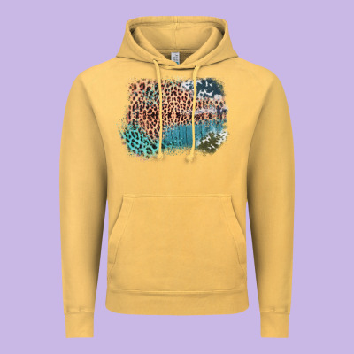 Leopard Wood Cowhide Pattern Mixed Western Frame Vintage Hoodie Designed By Bettercallsaul