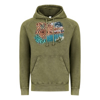 Vintage Olive Leopard Wood Cowhide Pattern Mixed Western Frame Vintage Hoodie - Bettercallsaul