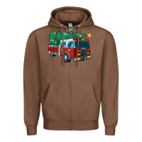 Chestnut christmas fire truck Zipper Hoodie - MaliasSmallBusiness