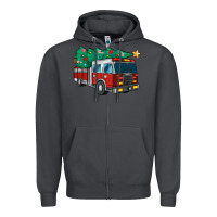 Smoke christmas fire truck Zipper Hoodie - MaliasSmallBusiness
