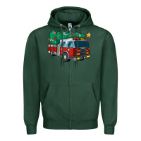 Christmas Fire Truck Zipper Hoodie | Teevron