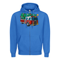 True Royal christmas fire truck Zipper Hoodie - MaliasSmallBusiness