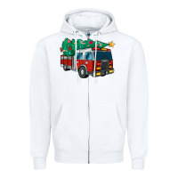 White christmas fire truck Zipper Hoodie - MaliasSmallBusiness